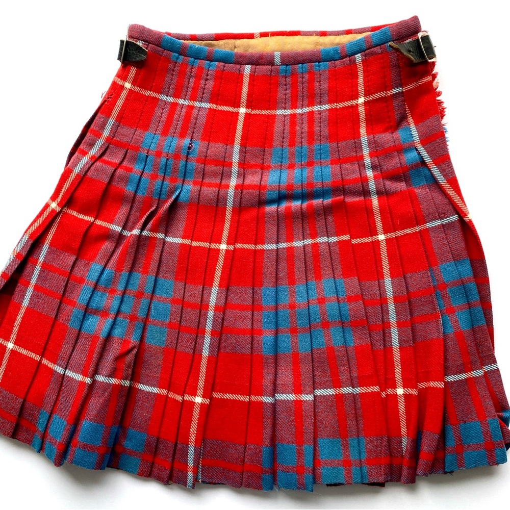 Vintage Childs Custom Wool Kilt - Red & Blue Tartan - Picture 6 of 7